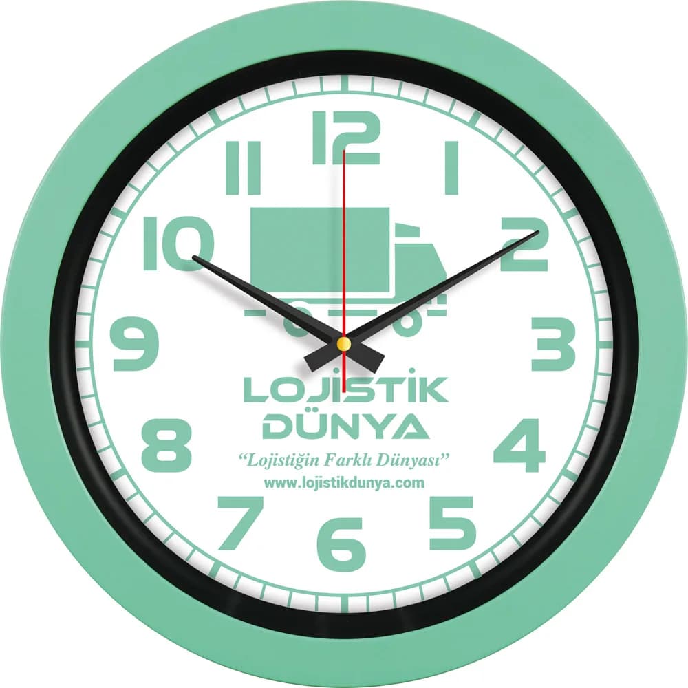 Plastik Duvar Saati — Mint Yeşili