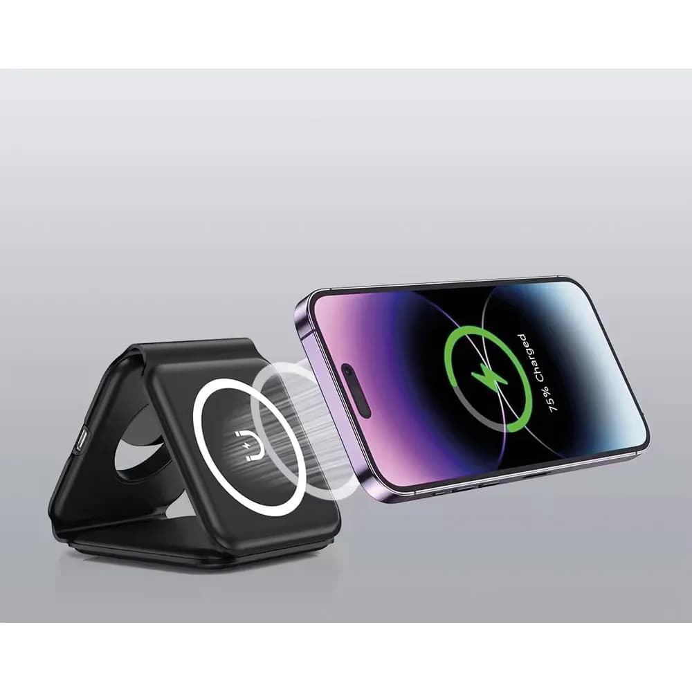 Wireless 3lü Şarj İstasyonu — Siyah